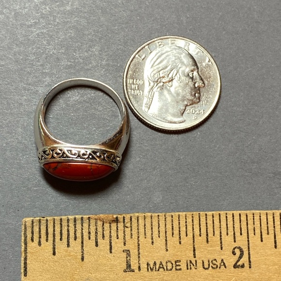 Vintage sterling silver red jasper ring size 8 - Picture 2 of 8
